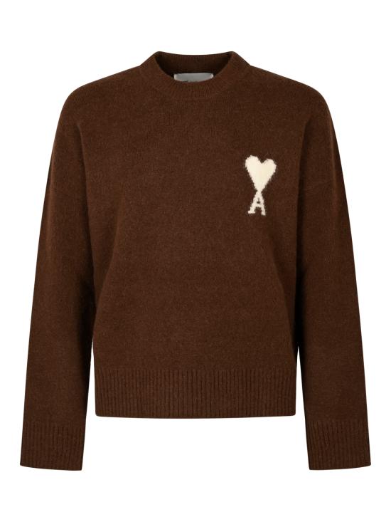 26FW 아미 ADC 크루넥 스웨터 UKS836 KN0135A362 MARRON CHOCOLAT ECRU - AMI