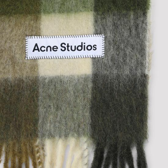 26FW 아크네 스튜디오 모헤어 체크 머플러 CA0084 DXY KHAKI CREAM DARK GREEN DOM - ACNE STUDIOS