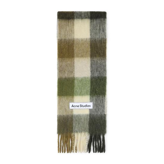 26FW 아크네 스튜디오 모헤어 체크 머플러 CA0084 DXY KHAKI CREAM DARK GREEN DOM - ACNE STUDIOS