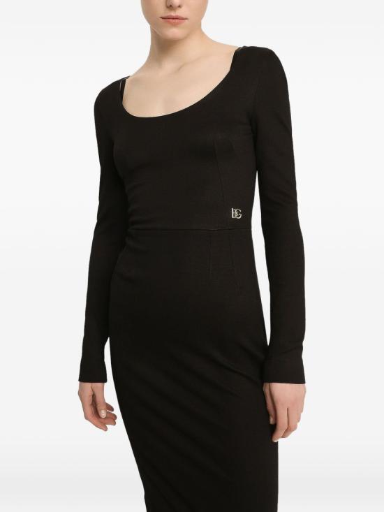 26FW 돌체앤가바나 DG 로고 밀라노 립 카프 랭스 드레스 F6ARMT FUGPNN0000 NERO - DOLCE & GABBANA