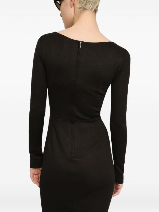 26FW 돌체앤가바나 DG 로고 밀라노 립 카프 랭스 드레스 F6ARMT FUGPNN0000 NERO - DOLCE & GABBANA