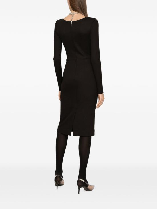 26FW 돌체앤가바나 DG 로고 밀라노 립 카프 랭스 드레스 F6ARMT FUGPNN0000 NERO - DOLCE & GABBANA