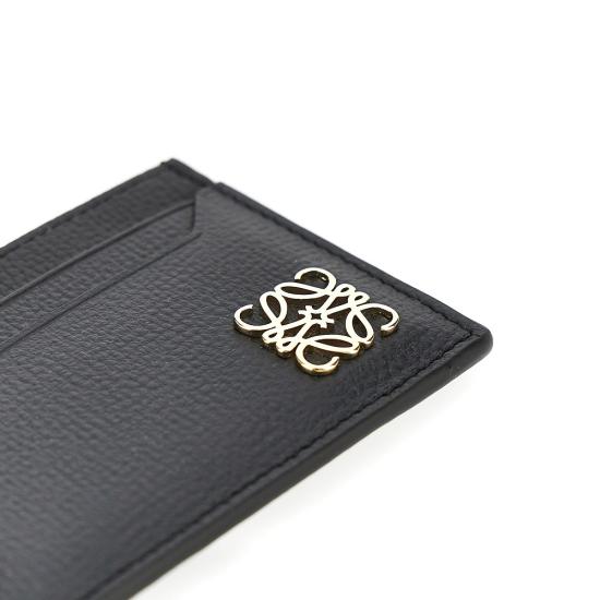 26FW 로에베 페블 그레인드 카프스킨 아나그램 플레인 카드 홀더 C821075X09 Black - LOEWE