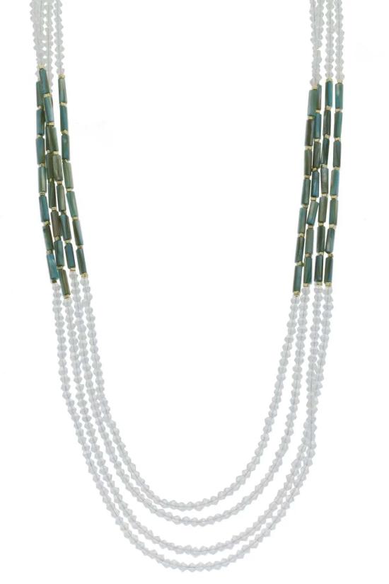  Saachi 목걸이/팬던트 사치 게이트웨이 멀티 스트랜드 롱 네크리스 미디엄 아쿠아마린 - OTHER BRANDS
