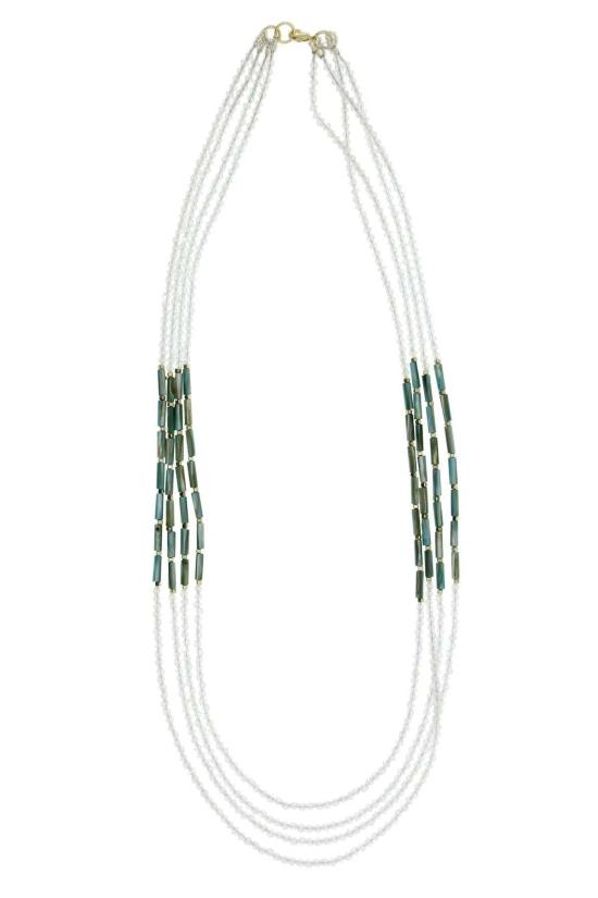  Saachi 목걸이/팬던트 사치 게이트웨이 멀티 스트랜드 롱 네크리스 미디엄 아쿠아마린 - OTHER BRANDS