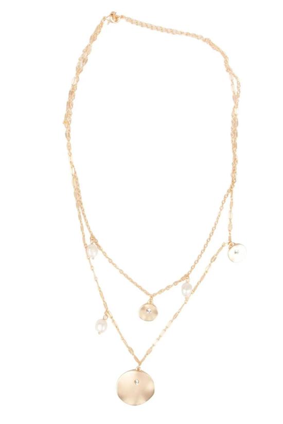  Saachi 목걸이/팬던트 사치 레이어드 진주 메달리온 목걸이 골드 - OTHER BRANDS