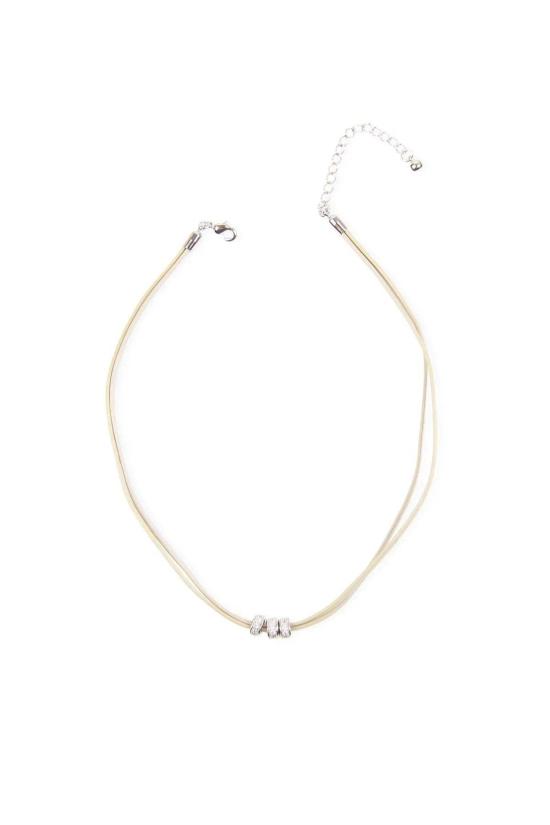  Saachi 목걸이/팬던트 사치 메탈릭 가죽 초커 (크리스탈 장식) - OTHER BRANDS