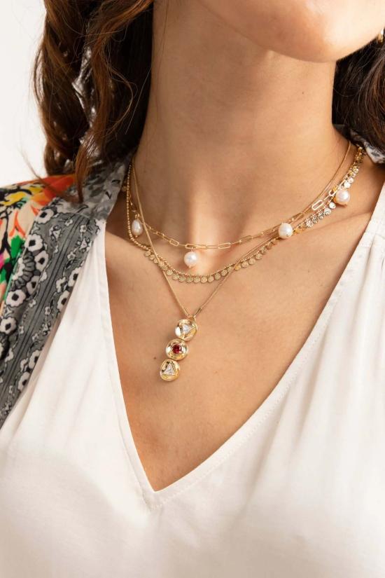  Saachi 목걸이/팬던트 사치 쓰리 참 금도금 펜던트 목걸이 - OTHER BRANDS