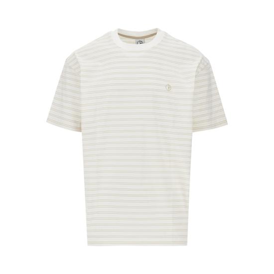 26FW 폴라 스케이트 반팔 티셔츠 POLTEE STRIPE WHITE TAUPE BEIGE