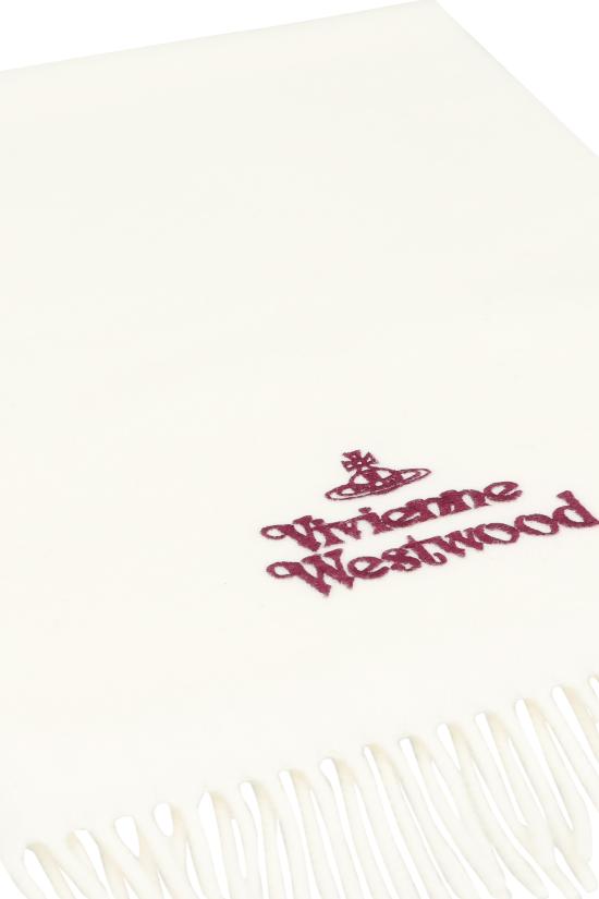  비비안웨스트우드 자수 로고 머플러 81030007 W00Q7A401 WHITE - VIVIENNE WESTWOOD
