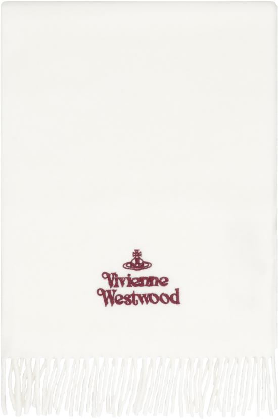  비비안웨스트우드 자수 로고 머플러 81030007 W00Q7A401 WHITE - VIVIENNE WESTWOOD
