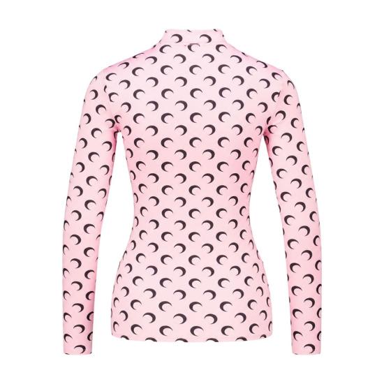 26FW 마린세르 문 프린티드 저지 세컨드 스킨 하이넥 탑 WTS005ACJER0001PK31 PINK - MARINE SERRE