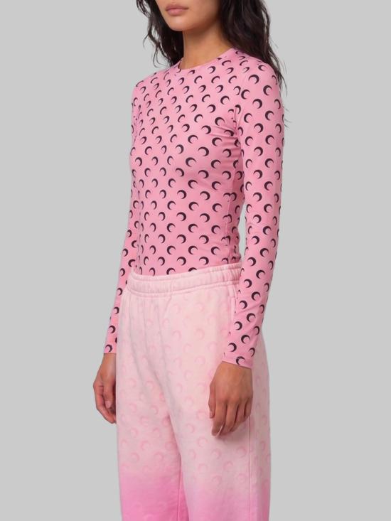 26FW 마린세르 크레센트 문 프린트 긴팔 티셔츠 WTS006ACJER0001 PK31 PINK - MARINE SERRE
