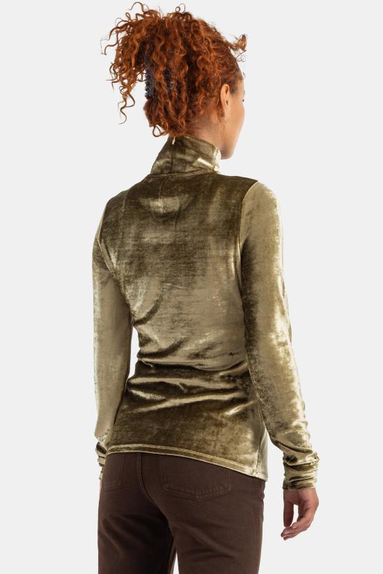 26FW 르메르 벨벳 저지 슬림 핏 스탠드 칼라 탑 TS0050 LJ1063 BR527 BRASS - LEMAIRE