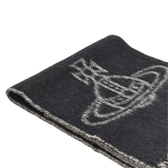 26FW 비비안웨스트우드 싱글 ORB 더블 페이스 머플러 81030006 W01MK N402 BLACK - VIVIENNE WESTWOOD