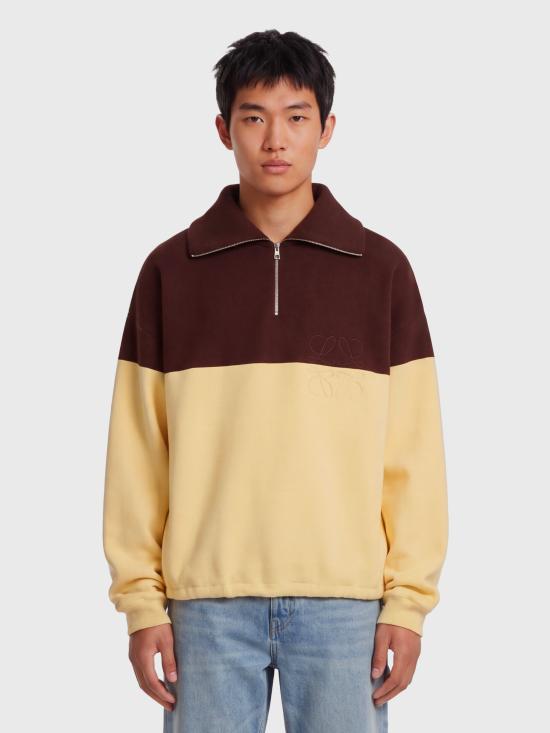 26FW 로에베 코튼 하프 집업 스웨트셔츠 H526Y14KO9 BROWN