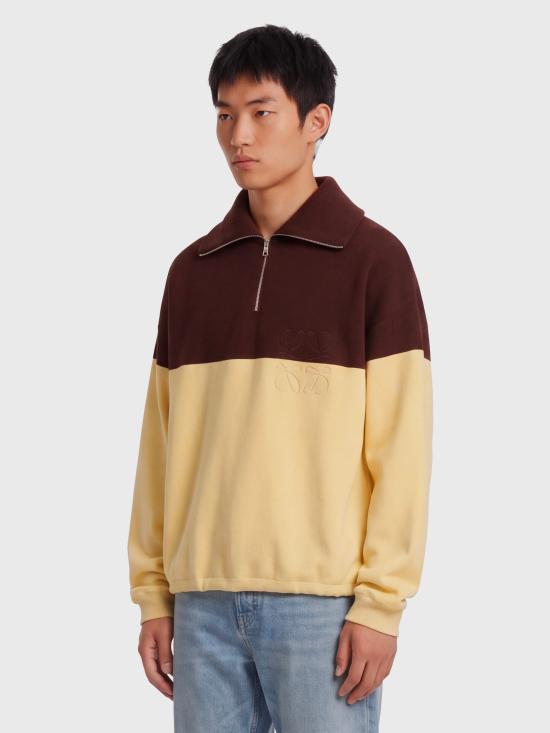 26FW 로에베 코튼 하프 집업 스웨트셔츠 H526Y14KO9 BROWN - LOEWE