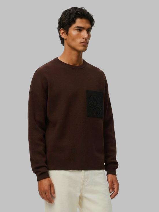 26FW 로에베 아나그램 코튼 니트 스웨터 H526Y14KOG BROWN - LOEWE
