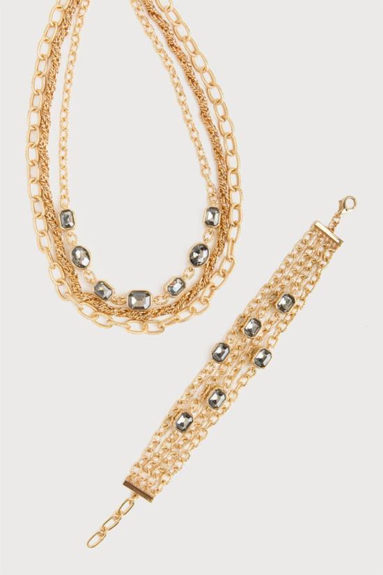  Saachi 목걸이/팬던트 사치 크리스탈 캐스케이드 체인 목걸이 골드 - OTHER BRANDS