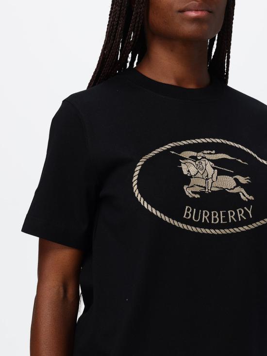 26FW 버버리 나이트 스탬프 코튼 티셔츠 8111658 Black - BURBERRY
