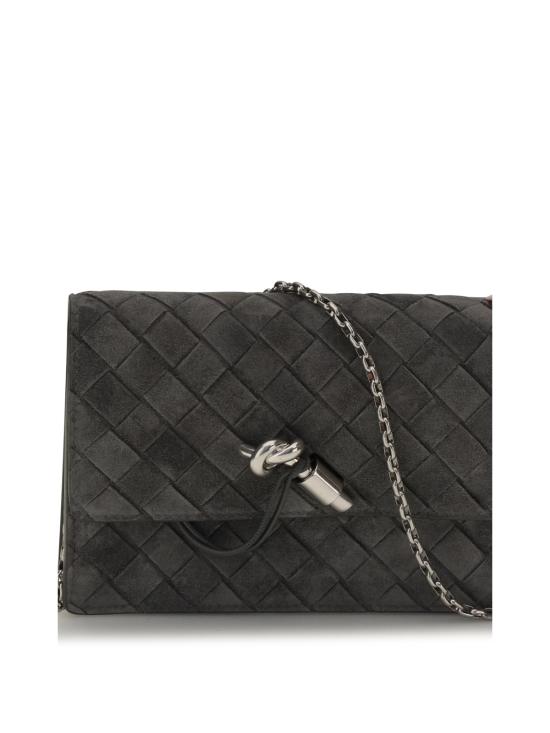  보테가베네타 가방 보테가 베네타 안디아모 스웨이드 숄더백 옵시디언 그레이 실버 - BOTTEGA VENETA