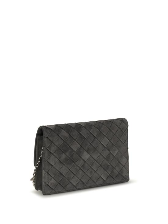  보테가베네타 가방 보테가 베네타 안디아모 스웨이드 숄더백 옵시디언 그레이 실버 - BOTTEGA VENETA