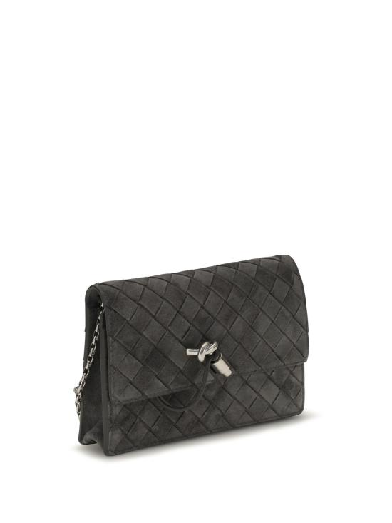  보테가베네타 가방 보테가 베네타 안디아모 스웨이드 숄더백 옵시디언 그레이 실버 - BOTTEGA VENETA