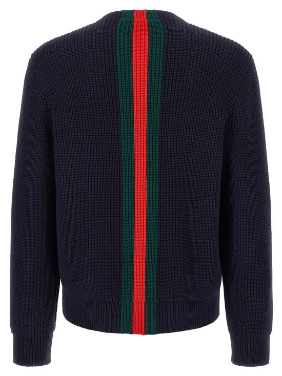 26FW 구찌 웹 리브 울 스웨터 A0078NXKFTC4728 Blue - GUCCI