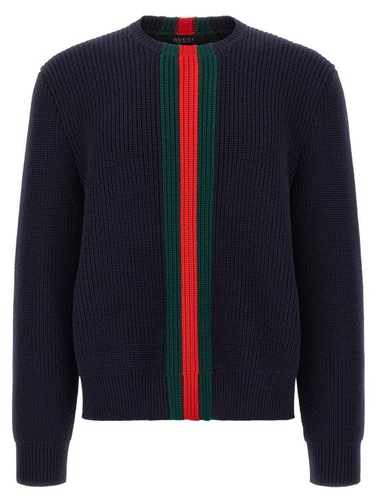 26FW 구찌 웹 리브 울 스웨터 A0078NXKFTC4728 Blue
