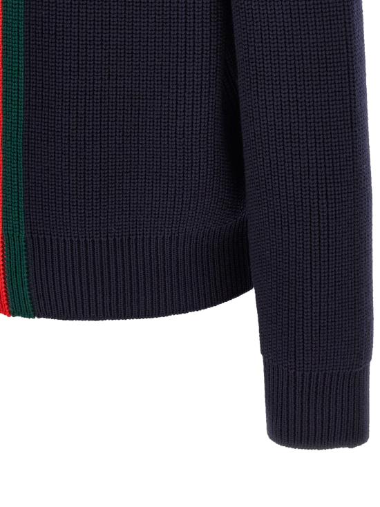 26FW 구찌 웹 리브 울 스웨터 A0078NXKFTC4728 Blue - GUCCI