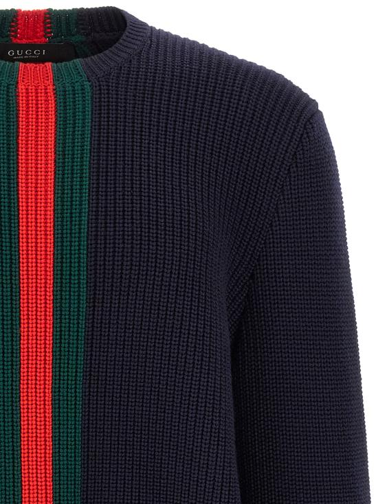 26FW 구찌 웹 리브 울 스웨터 A0078NXKFTC4728 Blue - GUCCI