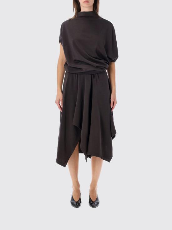 26FW 르메르 비대칭 드레이프 웨이스트 드레스 DR1179LJ1086 BR532 Black