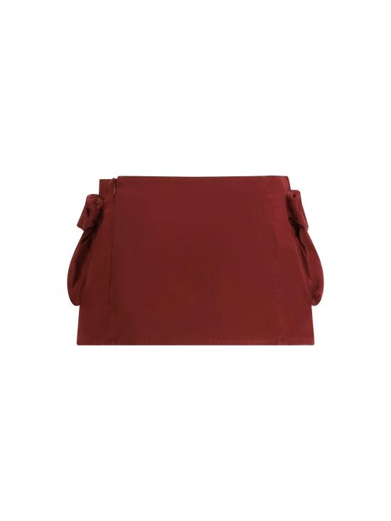 26SS 미우미우 워시드 포플린 로고 미니스커트 MG2610SOOO19CV RED - MIU MIU