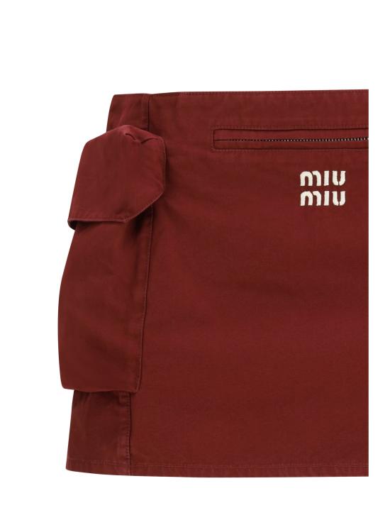 26SS 미우미우 워시드 포플린 로고 미니스커트 MG2610SOOO19CV RED