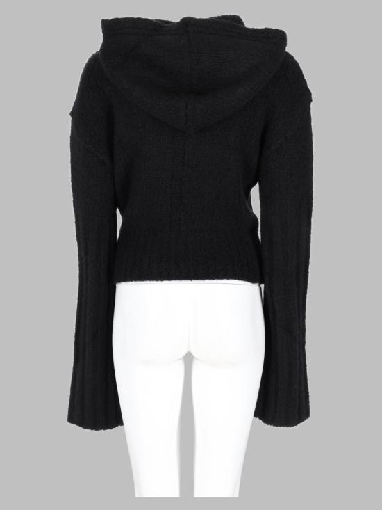 26FW 릭 오웬스 타워 크롭 후드 니트 RP02F5632 KWSSE09 BLACK - RICK OWENS