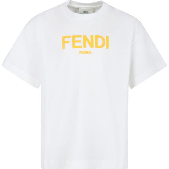 25FW [키즈] 펜디 티셔츠 JUI137 7AJ F0TU9 WHITE