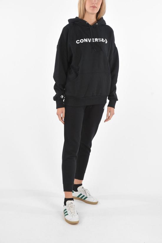  컨버스 후드 티셔츠 10021657 A05 Black - CONVERSE