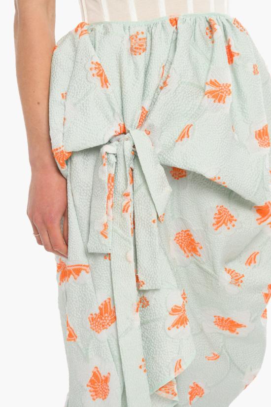  세실리아 반센 롱 스커트 01 22 RTW0264 FUMIE SKIRT MINT GREEN VIBRANT ORANGE Green - CECILIE BAHNSEN