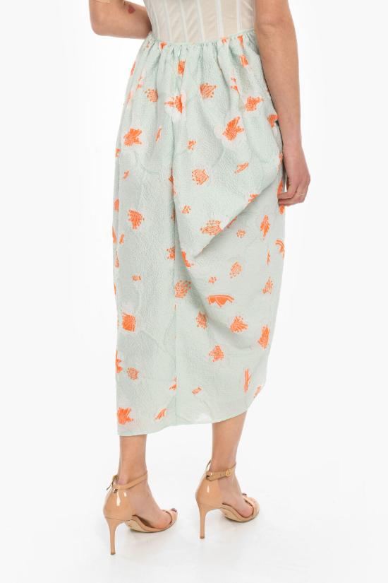  세실리아 반센 롱 스커트 01 22 RTW0264 FUMIE SKIRT MINT GREEN VIBRANT ORANGE Green - CECILIE BAHNSEN