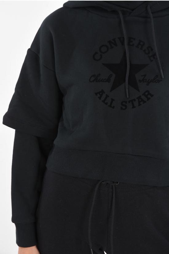  컨버스 후드 티셔츠 10023336 A03 Black - CONVERSE