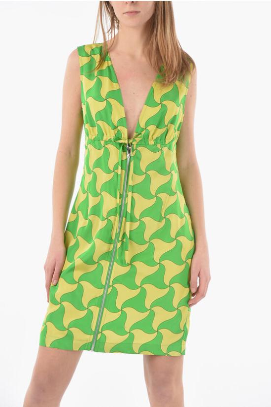  보테가베네타  숏 원피스 드레스  691535 V1N20 7072 Giallo, Verde - BOTTEGA VENETA