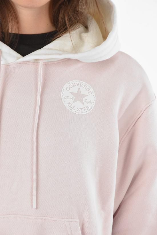  컨버스 후드 티셔츠 10025000 A01 Bianco Rosa - CONVERSE