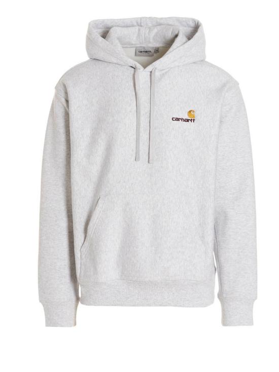 26FW 칼하트 WIP 후드 아메리칸 스크립트 스웨트셔츠 I028279482XX Gray