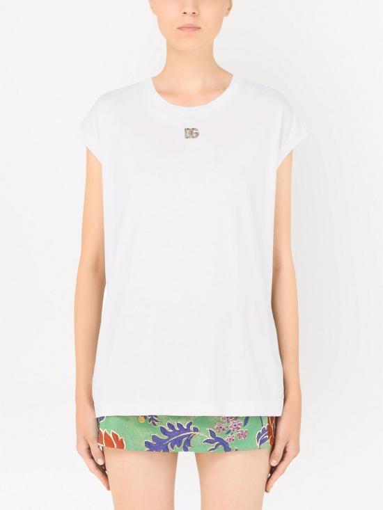  돌체앤가바나 / 여성 캡핑 로고 민소매 티셔츠 F8M69Z G7B3US9000 BPG - DOLCE & GABBANA