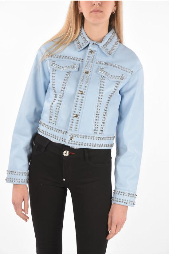  필립 플레인 가죽 데님 자켓 S19C WLB0421 PLE002N 07 Light blue