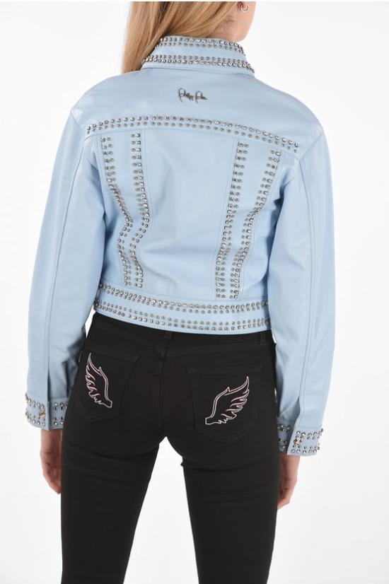  필립 플레인 가죽 데님 자켓 S19C WLB0421 PLE002N 07 Light blue - PHILIPP PLEIN