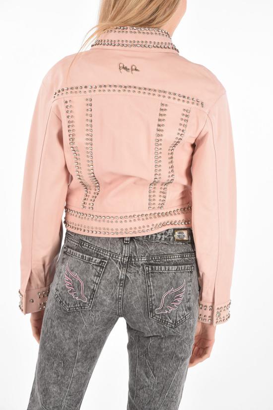  필립 플레인 가죽 데님 자켓 S19C WLB0421 PLE002N 03 Pink - PHILIPP PLEIN