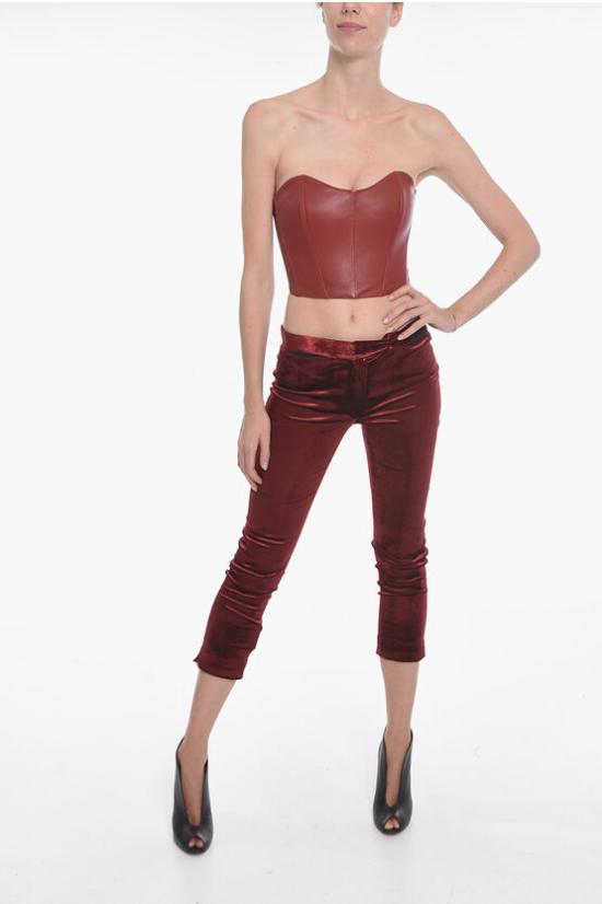  앤 드뮐미스터 크롭 팬츠 20021422173 037 Burgundy - ANN DEMEULEMEESTER