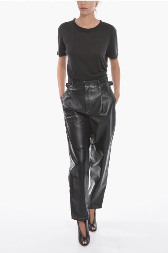  더 마네이 가죽 팬츠 SHOBAK IN BLACK LEATHER 0 BLACK Black - THE MANNEI