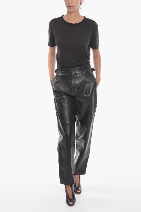  더 마네이 가죽 팬츠 SHOBAK IN BLACK LEATHER 0 BLACK Black - THE MANNEI